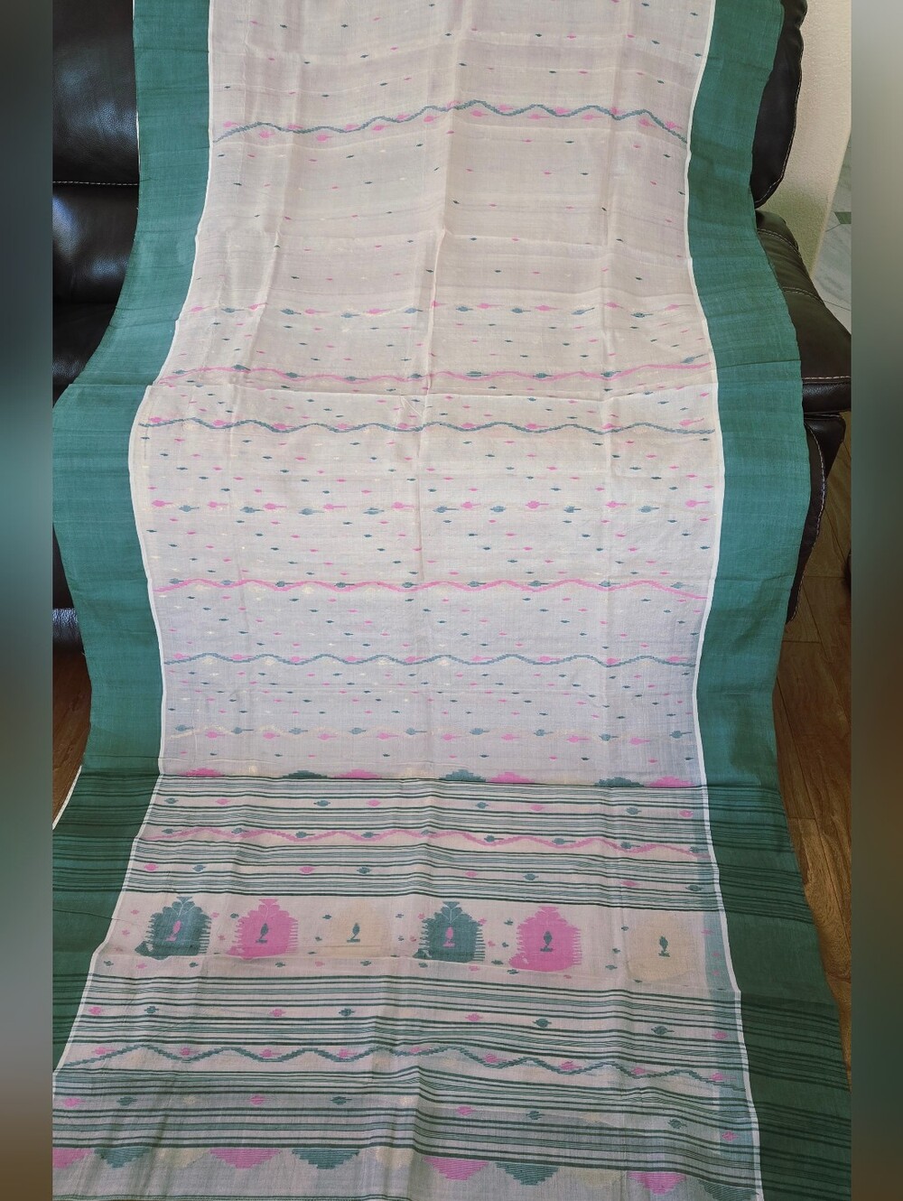 New Bengal Handloom Pure Natural Color Tussar Silk Jamdani Saree